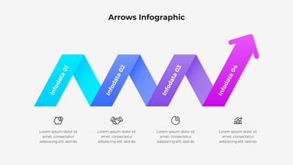 Poster - A visually appealing infographic showcasing colorful arrows, four data labels, and icon elements, ideal for visualizing processes, steps, or business strategies in presentations and creative content