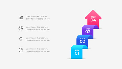 Poster - A visually appealing infographic featuring a four step ascending path design symbolizing growth and progress, complemented by modern icons for business and development concepts