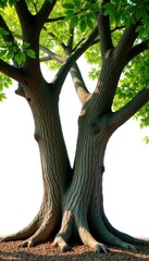 Wall Mural - large tree trunks with sprawling branches against a bright white background, rustic, nature, wooden 