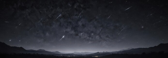 Wall Mural - vast, star-studded night sky; countless shimmering stars scattered across an inky black canvas , cel