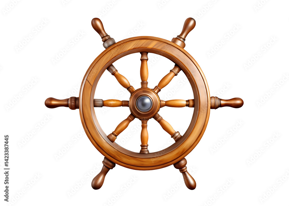 steering wheel of a ship isolated on transparent background Stock Photo ...
