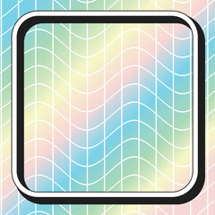 Wall Mural - Rainbow Foil With Curved Grids, White rounded border frame Background