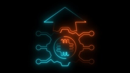 Glowing neon Emerging  icon animation on black background