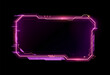 © Vector Tradition - Purple neon game frame asset, HUD interface overlay template for gaming, streaming or high tech visual. 3d vector futuristic glowing cyberpunk border, digital scifi callout title, information call box