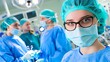 © Alfaro - Focused surgical team member with protective gear in a hospital operating room
