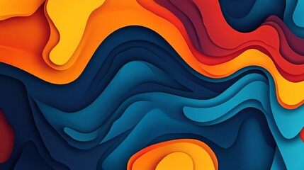 Poster - Colorful abstract background flowing in curved shapes with shadows