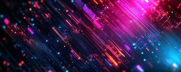 Poster - Abstract technology background with glowing lines flowing