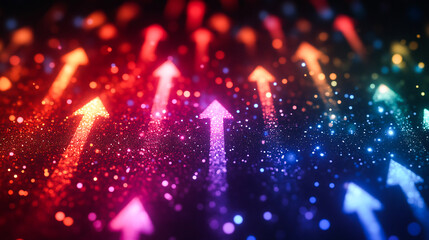 Arrow-themed stock market collage background, symbolizing business, economy, and global inflation. Graphic design for SEO, marketing strategies, banking, investment, and forex trading