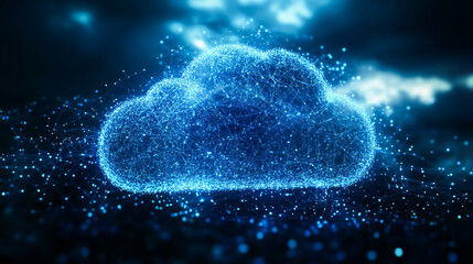 Wall Mural - Code, internet, and big data connection powering cloud storage, artificial intelligence, and coding. Blue matrix and network connectivity for AI algorithms, quantum computing, and communication