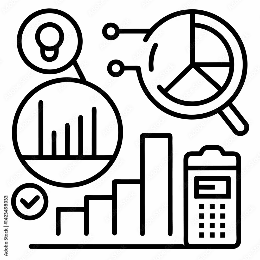 Vetor Data Analysis Line Icons. Editable Stroke. Pixel Perfect. For ...
