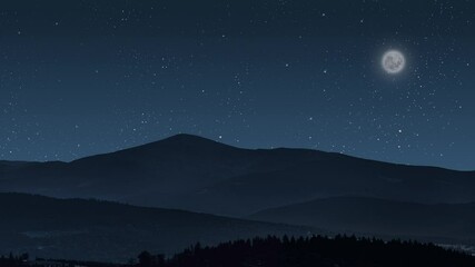Wall Mural - night sky with stars on the mountain