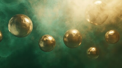 Wall Mural - artistic wallpaper with glowing gradients and golden sphere overlay