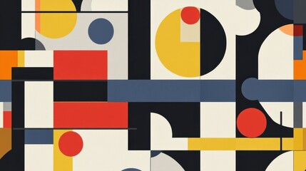 Wall Mural - Primary color Bauhaus wallpaper with timeless abstract forms