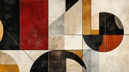 Wall Mural - Classic Bauhaus wallpaper with layered geometric patterns