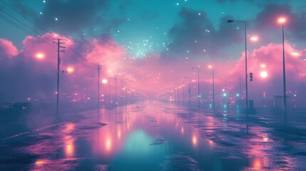 Wall Mural - glass-textured vaporwave wallpaper with peach light flares