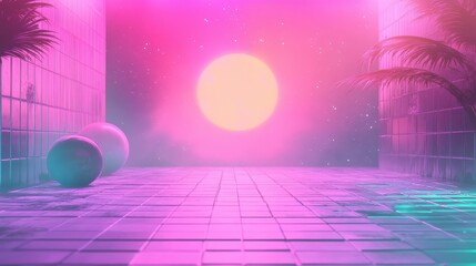 Wall Mural - holographic metal vaporwave wallpaper with pastel gradients