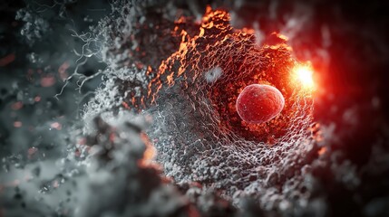 Poster - Exploring cellular structures microscopic life laboratory 3d visualization scientific research close-up view biology