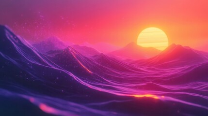 Wall Mural - canvas-textured synthwave wallpaper with orange purple fade