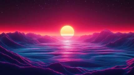 Wall Mural - Vaporwave-inspired backdrop with bold retro color transitions