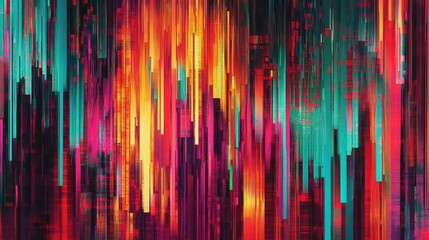 Wall Mural - Woven glitch fabric with digital corruption patterns