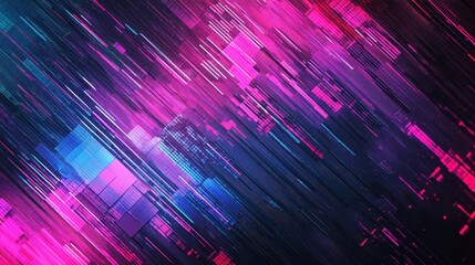 Wall Mural - pixel mosaic with neon tones and a retro glitch backdrop