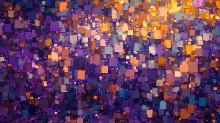 Wall Mural - Overlapping colorful pixel blocks on a metallic-style backdrop