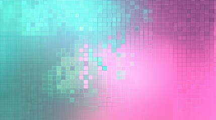 Wall Mural - Pixel wallpaper with dynamic pastel tones and holographic backdrop