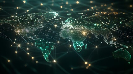 global network world map with connection lines representing digital connectivity