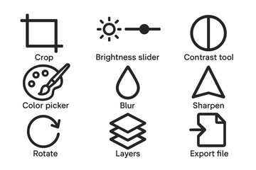 Icons representing tools in image editing programs