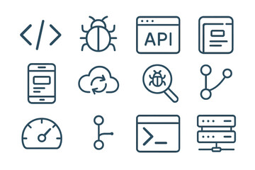 Developers utilize various tools and icons to create and manage mobile applications