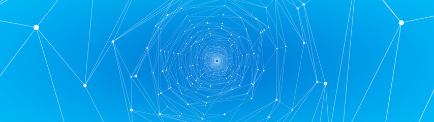 Leinwandbilder - Technology abstract background. Dots connected by lines. Minimalist mesh backdrop. Abstract polygonal radial shape. Plexus circles.