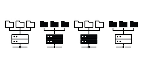 Wall Mural - server icon black and white folder network representation vector design illustration set