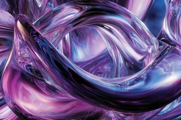Fluid Abstraction, A Vibrant Swirl of Luminous Purple and Blue Hues