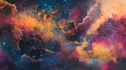 Wall Mural - A vibrant colorful and abstract cosmic image with stellar characteristics