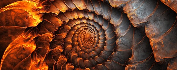 Fototapete - Abstract golden spiral flowing towards bright light