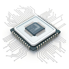 Aufkleber - detailed illustration of CPU processor chip with clean tech lines extending outward, symbolizing connectivity and technology. design is sleek and modern, emphasizing innovation