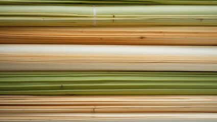 Fototapete - Close-up shot of bamboo stems, with natural textures and warm colors, arranged horizontally in a row. The composition highlights the details and different colors