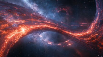 Wall Mural - Fiery cosmic nebula formation expanding within outer deep space