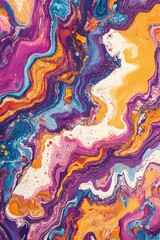 Aufkleber - Liquid acrylic paint mixing creating an abstract colorful texture