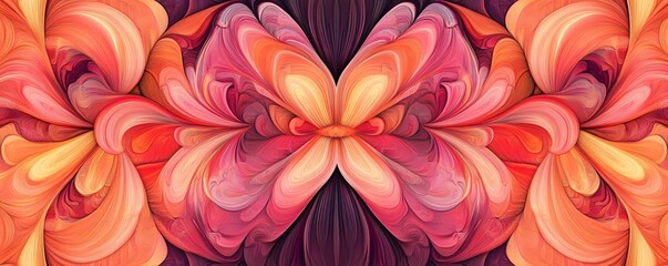 Poster - Abstract butterfly shape forming from swirling red and orange shapes