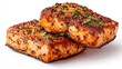 © Igor - Spicy Cajun blackened salmon with a crispy crust on an ideal white background.