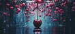 © landy - abstrak mozaic color of cherry in darkness, ai generative