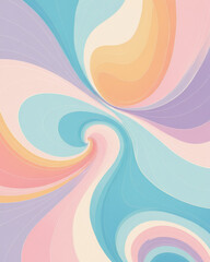 Wall Mural - A vibrant abstract swirl featuring soft pastel shades of pink, blue, and yellow, creating a soothing and dynamic visual flow.