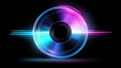 Wall Mural - futuristic abstract circular design with neon colors and light effects on a dark background