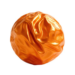 Wall Mural - a close-up view of a crumpled, shiny orange sphere with smooth reflective texture, showcasing the pl
