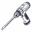 ©  MST RABEYA  BEGUM - Isolated Outline Illustration Showcasing An Electric Screwdriver Tool Design For Home Improvement Projects