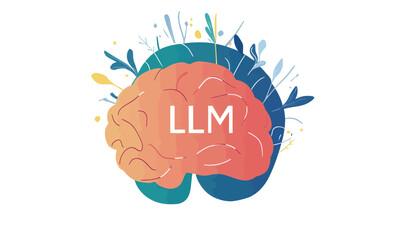 Wall Mural - vector illustration of brain conceptualizing large language models and ai innovation