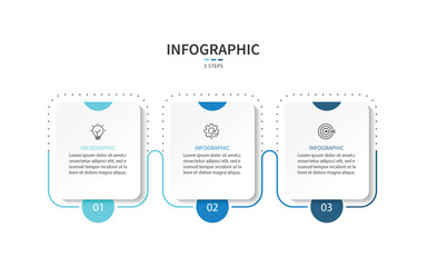 Fototapete - Business infographic template. 3 Step timeline journey. Process diagram, Infographic elements vector illustration.