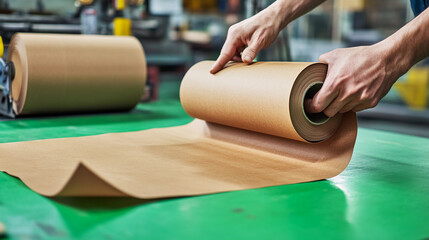 Fototapete - Close-up view of paper manufacturing process in factory Generative AI