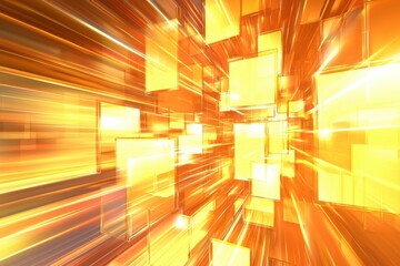 Wall Mural - dynamic explosion of golden light and geometric shapes in motion